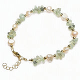 Natural Freshwater Pearl & Stone Bracelet Irregular Chip Crushed Stone Gold Plated Adjustable Chain Bracelet for Women #SB3157