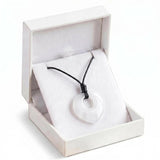 Black Obsidian Healing Crystal Heart Pendant Necklace Adjustable Wax Cord Stone 40MM Donut Amulet Jewelry for Spiritual Wellness