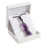 Hand Carved Gemstone Fish Necklace Boho Crystal Pendant Healing Crystal Jewelry for Her/Him Adjustable Gift Box