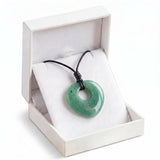 Crystal Healing Crystal Heart Pendant Necklace Adjustable Wax Cord Stone 40MM Donut Amulet Jewelry for Spiritual Wellness