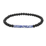 4mm Lava Rock Round Bead Bracelet Natural Stone Flat Disc Bead Stretch Bracelet Boho Crystal Jewelry for Women #SB3156
