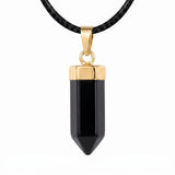 Natural Crystal Hexagonal Bullet Stone Necklace Mini Point Pendant Gold Color Chain Jewelry Women Healing Chakra Choker