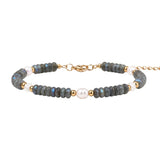Handmade Flat Disc Natural Gemstone Bracelet 6mm Heishi Beads With Freshwater Pearls Silver Clasp Chain Adjustable Women #SB3137
