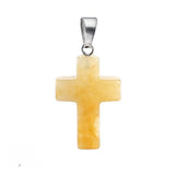 Natural Gemstone Cross Pendants 18x25mm Healing Crystal Stone Charms Handcrafted Spiritual Reiki Energy Protection
