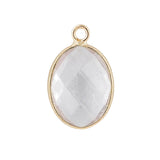 Faceted Natural Gemstone Pendant Gold Bezel Wrapped Oval Stone Charms 21x13mm for DIY Necklace Jewelry Making