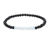 Matte Black Onyx 4mm Round Bead Bracelet Heishi Spacer Stone Bead Unisex Elastic Stackable Healing Crystal Wrist Jewelry #SB3156