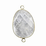 Faceted Irregular Teardrop Stone Connector Charms with Double Loops for Jewelry Making DIY Bracelet Necklace #SP2054