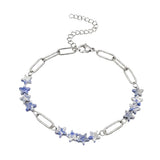 Natural Star Crystal Beaded Bracelet Stainless Steel Paperclip Chain Adjustable Multi‑Color Gemstone Bracelet Women Stacking #SB3162