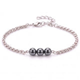Natural Healing Crystal 3 Beads Bracelet Stainless Steel Wheat Chain Adjustable Unisex Gemstone Wrist Bracelets for Men Women #SB3155