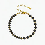 6MM Heishi Disc Spacer Round Bead Matte Onyx Gemstone Bracelet Gold Chain Adjustable #SB3145