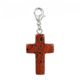 Gemstone Cross Charms with Lobster Clasps 18x25mm Healing Crystal Pendant for DIY Jewelry Making Reiki Energy #SP1030