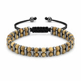 4mm Natural Gemstone Beaded Bracelet, Hematite Spacer Adjustable Macrame Drawstring Unisex Healing Crystal Wristband Multi‑Stone Choice Gift
