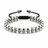 4mm Natural Gemstone Beaded Bracelet, Hematite Spacer Adjustable Macrame Drawstring Unisex Healing Crystal Wristband Multi‑Stone Choice Gift