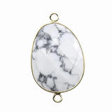 Faceted Irregular Teardrop Stone Connector Charms with Double Loops for Jewelry Making DIY Bracelet Necklace #SP2054