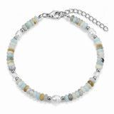 6MM Heishi Disc Stone Bracelet Freshwater Pearl Gold Adjustable Chain Boho Stackable Beaded Jewelry For Women #SB3137