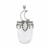 Natural Stone Pendants for Jewelry Making 22x45mm Crescent Moon Gemstone Charm Vintage Frame for DIY Crafts #SP2055