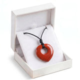 Red Jasper Healing Crystal Heart Pendant Necklace Adjustable Wax Cord Stone 40MM Donut Amulet Jewelry for Spiritual Wellness