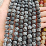 Smooth Polished Loose Snowflake Obsidian Round Beads For DIY Jewelry Making 4/6/810/12MM