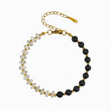 6MM Heishi Disc Spacer Round Bead Matte Onyx Gemstone Bracelet Gold Chain Adjustable #SB3145