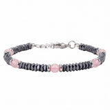 Hematite Heishi Disc Bead Bracelet 4MM Natural Multi‑Color Gemstone Accent Adjustable Unisex Stack Wrist Jewelry #SB3150
