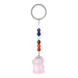 Healing Crystal Stone Cat Keychain Reiki Lucky Charms Keyring Women Bag Car Pendant Charms 7 Chakra Beads Chain
