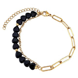 6MM Heart Shape Gemstone Paperclip Chain Bracelet Gold Stainless Steel Adjustable Dainty Stackable Women Jewelry #SB3164