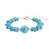 Natural Chip Gemstone Bracelet 10mm Round Focal Bead  Adjustable Chain Healing Crystal Boho Stackable Bracelets for Women #SB3158