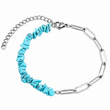 Healing Crystal Chips Stone Paperclip Link Bracelet Dainty Layering Handmade Bracelet Multiple Stone Options #SB3165