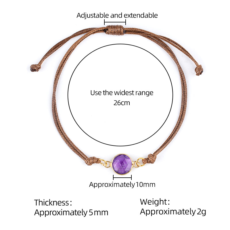 10mm Disc Stone Adjustable Bracelet for Women Men Handmade Woven Bohemian Style Crystal Bangle #SB3127