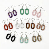 Hand Made Craved Hollow O-Shape Gemstone Pendant 25×40mm Drop Earring for Women girl