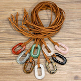 Hand-Polished Hollow O-Shape Gemstone Pendant, 25×40mm Adjustable Rope Necklace, Unique Natural Crystal Daily Wear Jewelry