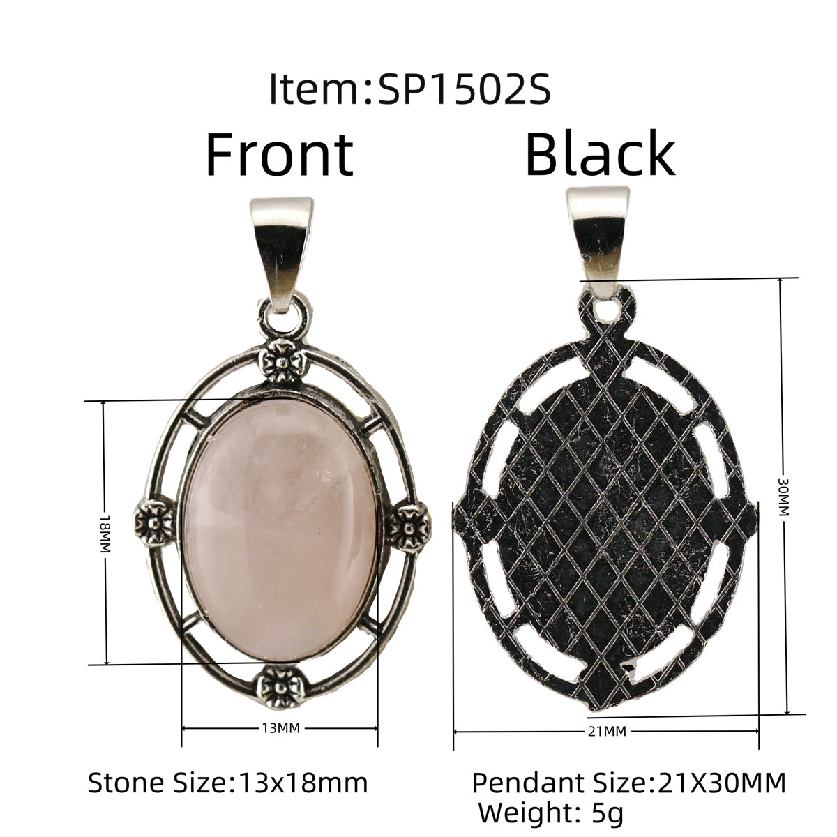 Silver Oval Gemstone Necklace 45CM Black Cord #SN1502S Crystal Pendant 13X18mm Cabs