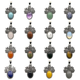 Silver Rose Flower Oval Gemstone Pendant Charms Tag #SP1503S-10X14mm Stone Cab