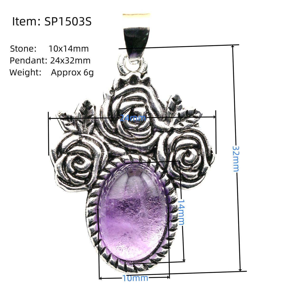 Silver Rose Flower Oval Gemstone Necklace 45CM Black Cord SN1503  10X14mm Stone Cab Pendant Jewelry
