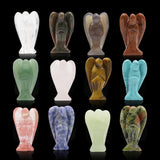 1.5Inch Gemstone Angel Figurine #SP1930 Hand Carved Pocket Healing Crystal Statue Perforated Spiritual Pendant for DIY Jewelry, Yoga Decor & Christmas Gifts