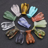 3.0Inch Gemstone Angel Figurine #SP1930 Hand Carved Pocket Healing Crystal Statue Perforated Spiritual Pendant for DIY Jewelry, Yoga Decor & Christmas Gifts