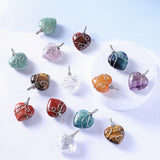 Handmade Wire Wrapped 30mm Heart Gemstone Pendant Charms Keychain #KC1751S