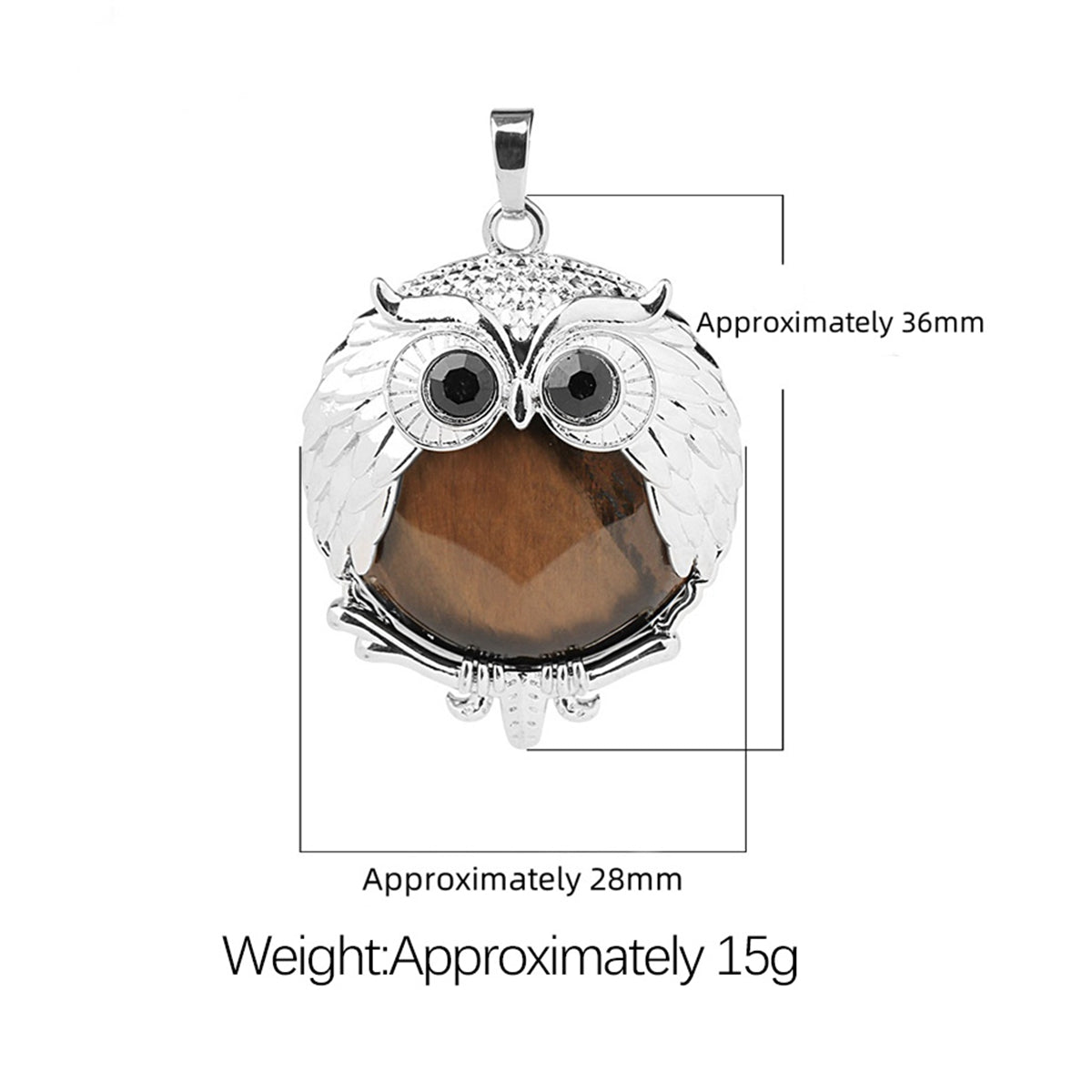 Silver Owl Gemstone Necklace SN1758S Bird Animal Pendant with 45CM 0 Chain