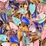 Heart Gemstone Pendant for Making Jewelry SP1806G-17X28mm Long Teardrop Gold Wrapped