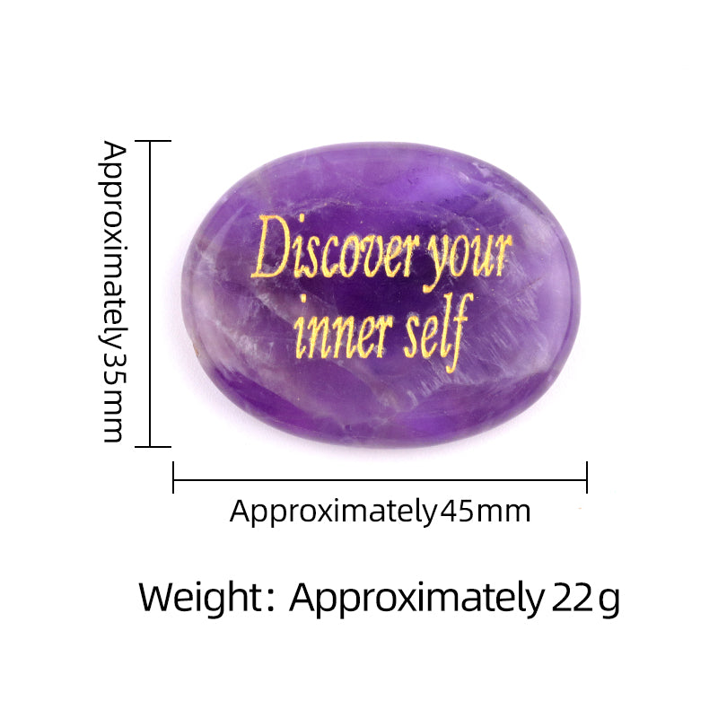 Worry Healing Palm Stones for Meditation Prayer Home Decor with (Discover your inner self )-35x45MM #SP1904G-W03