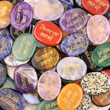 Worry Healing Palm Stones for Meditation Prayer Home Decor with (Discover your inner self )-35x45MM #SP1904G-W03