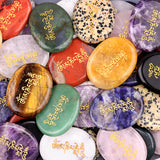 Worry Healing Palm Stones for Meditation Prayer Home Decor ( Om Mani Padme Hum)  35x45MM #SP1904G-W06
