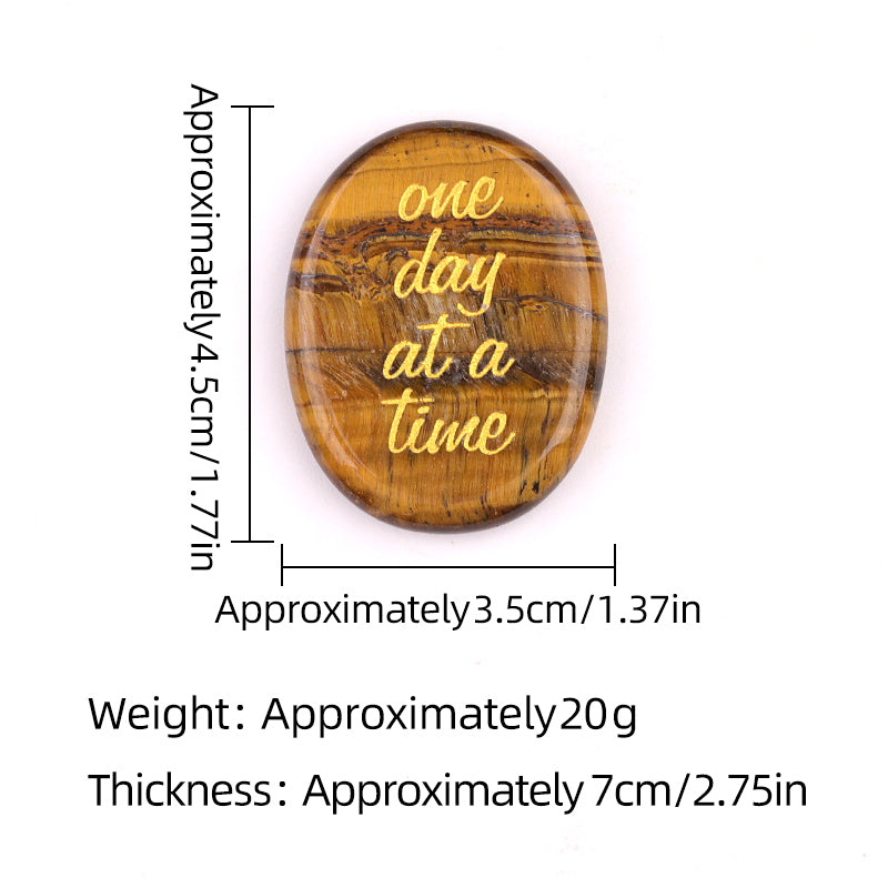 Worry Healing Palm Stones for Meditation Prayer Home Decor ( one day at a time)  35x45MM #SP1904G-W11