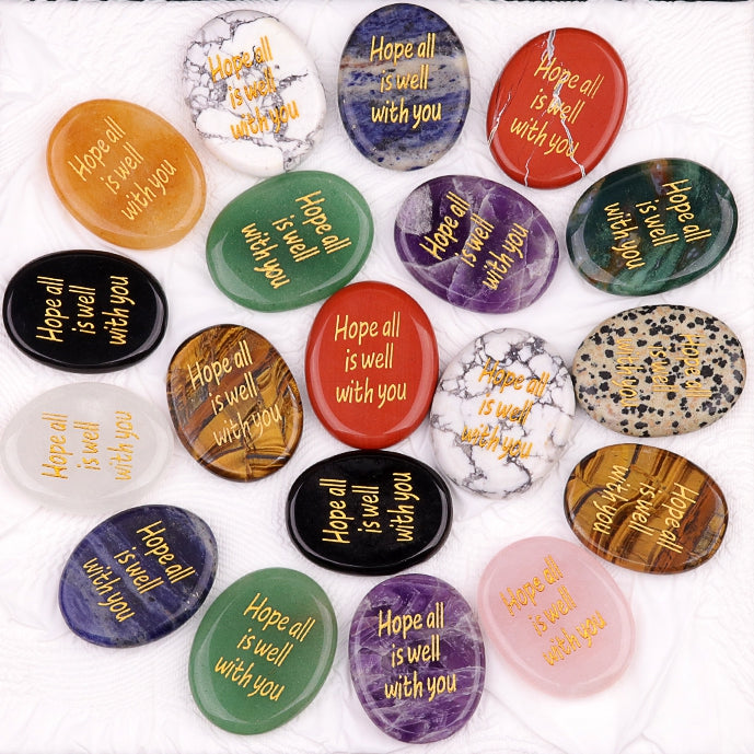 Worry Healing Palm Stones for Meditation Prayer Home Decor ( Hope all is well with you)  35x45MM #SP1904G-W12