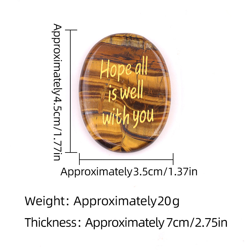 Worry Healing Palm Stones for Meditation Prayer Home Decor ( Hope all is well with you)  35x45MM #SP1904G-W12