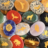 Worry Healing Palm Stones for Meditation Prayer Home Decor with ( Animal  Design )35x45MM #SP1904G-W13