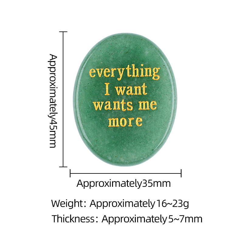 35x45MM Worry Healing Palm Stones for Meditation & Prayer with Everything Word " Everything I want wants me more " SP1904G-W15