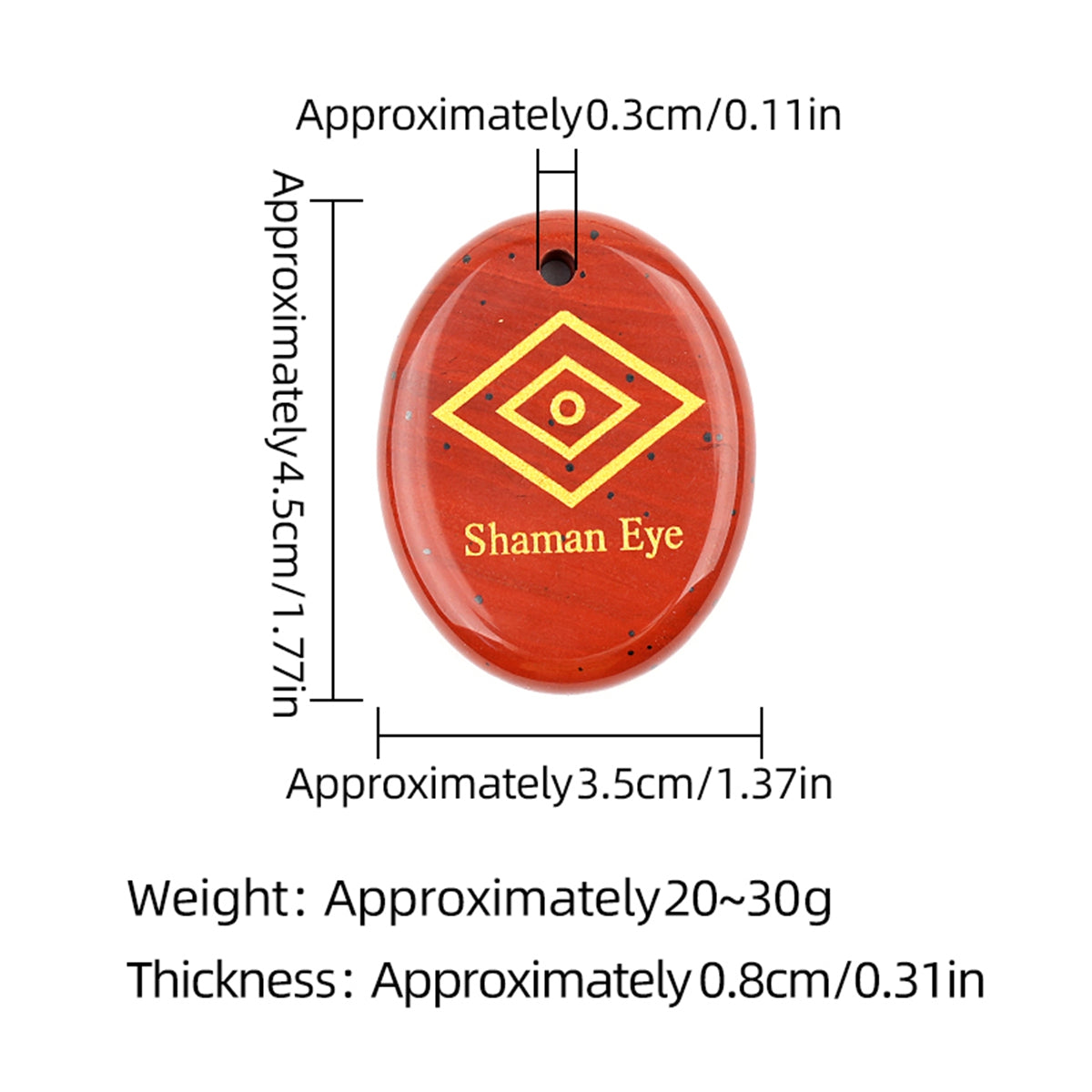 Oval Gemstone Disc Keychain– Carved with Custom Words & Symbol -The Shaman's Eye
