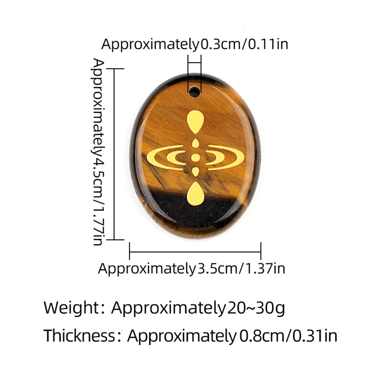Oval Gemstone Disc Keychain– Carved with Custom Words & Symbol -Mindfulness Meditation