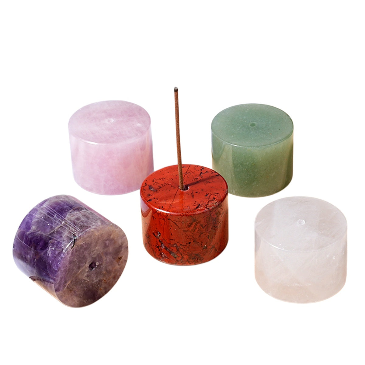 Natural Gemstone  Healing Crystal Incense Stick Holder Aromatherapy Censer for Meditation Yoga Home Decor Gift D40x30mm